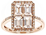 Pre-Owned Morganite With Champagne Diamond 10k Rose Gold Ring 1.67ctw