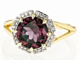 Pre-Owned Blue Lab Created Alexandrite with White Zircon 10k Yellow Gold Ring 2.94ctw