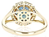 Pre-Owned Blue Lab Created Alexandrite with White Zircon 10k Yellow Gold Ring 2.94ctw