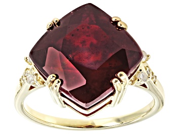Picture of Pre-Owned Mahaleo(R)Ruby with White Diamond 10k Yellow Gold Ring 10.09ctw