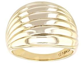 Pre-Owned 18k Yellow Gold Over Bronze Graduated Textured Dome Ring