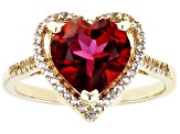 Pre-Owned Peony Topaz With White Topaz 10k Yellow Gold Ring 2.86ctw