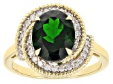 Pre-Owned Chrome Diopside With White Diamond 10k Yellow Gold Ring 2.65ctw