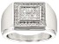 Pre-Owned White Diamond Rhodium Over Sterling Silver Mens Cluster Ring 0.33ctw
