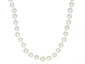 Pre-Owned White Cultured Japanese Akoya Pearl Rhodium Over Sterling Silver Necklace