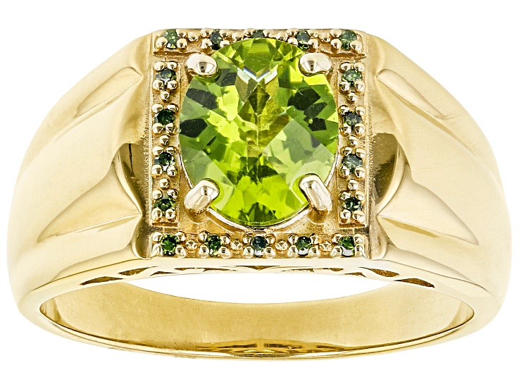 数量は多 Gold Yellow 18k Peridot Green Pre-Owned Over Silver Sterling ダイヤモンド