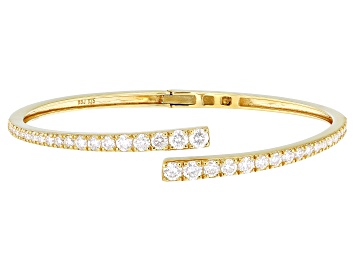 Picture of Pre-Owned Moissanite 14k Yellow Gold Over Silver Bypass Bracelet 3.44ctw DEW