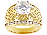 Pre-Owned Moissanite 14k Yellow Gold Over Silver Ring 3.34ctw DEW.