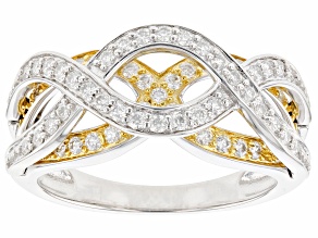 Pre-Owned Moissanite platineve and 14k yellow gold over sterling silver crossover .63ctw DEW.