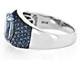 Pre-Owned Blue Aquamarine Rhodium Over Sterling Silver Ring 2.56ctw