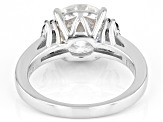 Pre-Owned Moissanite And Blue Diamond Platineve Ring 4.31ctw DEW