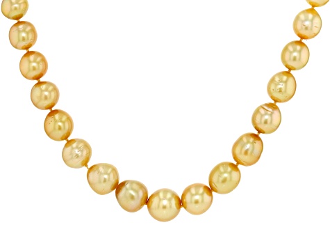 Pre-Owned Golden Cultured South Sea Pearl 14k Yellow Gold 18 Inch Strand Necklace