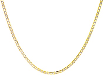 Picture of Pre-Owned 10K Yellow Gold & Rhodium Over 10K Yellow Gold Diamond-Cut Pave Mariner Link 20 Inch Chain