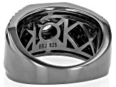 Pre-Owned White Zircon, Black Rhodium Over Sterling Silver Men's Ring 2.50ctw