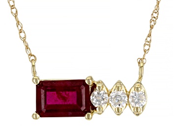 Picture of Pre-Owned Red Mahaleo® Ruby 10k Yellow Gold Necklace .73ctw