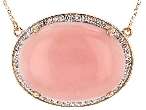 Pre-Owned Pink Peruvian Opal 14k Rose Gold Necklace .40ctw