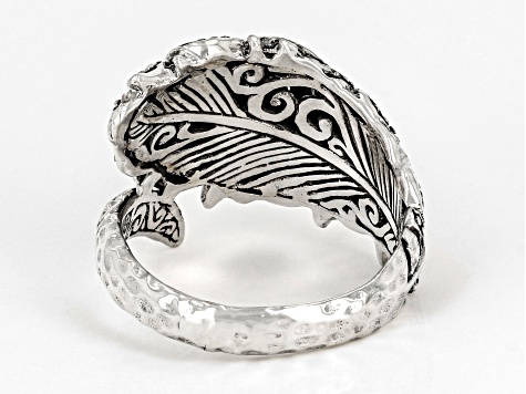 Pre-Owned Sterling Silver Bypass Feather Ring