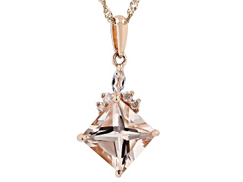 Picture of Pre-Owned Peach Morganite 14k Rose Gold Pendant With Chain 2.10ctw