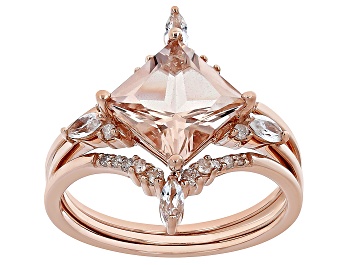 Picture of Pre-Owned Peach Morganite 14k Rose Gold Set Of 3 Rings 2.55ctw