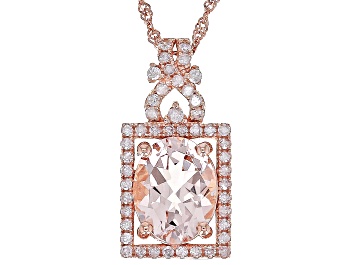 Picture of Pre-Owned Peach Morganite 14k Rose Gold Pendant with Chain 1.62ctw