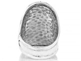 Pre-Owned Silver Frangipani & Hammered Statement Ring
