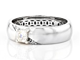 Pre-Owned Strontium Titanate And White Zircon Rhodium Over Silver Mens Ring .42ctw