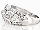 Pre-Owned White Diamond Platinum Crossover Ring 1.00ctw