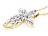 Pre-Owned White Diamond 14k Yellow Gold Cross Slide Pendant With Singapore Chain 0.33ctw
