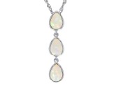 Pre-Owned White Ethiopian Opal Rhodium Over Sterling Silver Pendant With Chain 1.10ctw