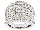 Pre-Owned White Diamond 10k White Gold Wide Band Cluster Ring 2.85ctw