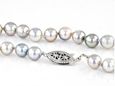 Pre-Owned Multicolor Platinum Cultured Japanese Akoya Pearl Rhodium Over Sterling Silver Strand 18"