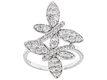 Picture of Pre-Owned White Diamond 10k White Gold Dragonfly Ring 1.00ctw
