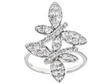Pre-Owned White Diamond 10k White Gold Dragonfly Ring 1.00ctw