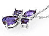 Pre-Owned Blue Lab Created Alexandrite Rhodium Over 10k White Gold Pendant With Chain 1.15ctw