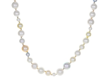 Picture of Pre-Owned Multi-Color Cultured Japanese Akoya Pearl Rhodium Over Sterling Silver 18 Inch Necklace
