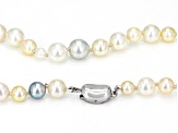 Pre-Owned Multi-Color Cultured Japanese Akoya Pearl Rhodium Over Sterling Silver 18 Inch Necklace