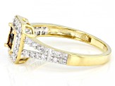 Pre-Owned Red And White Diamond 10k Yellow Gold Quad Ring 0.75ctw
