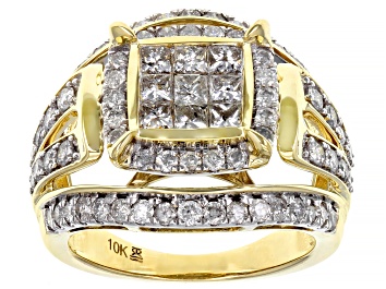 Picture of Pre-Owned White Diamond 10k Yellow Gold Quad Ring 2.00ctw