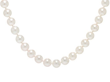 Picture of Pre-Owned White Cultured Japanese Akoya Pearl 14k Yellow Gold 18 Inch Strand Necklace