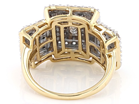 Pre-Owned White Diamond 10k Yellow Gold Cluster Ring 1.55ctw
