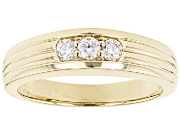 Picture of Pre-Owned Moissanite 10k Yellow Gold Mens Ring .30ctw DEW.