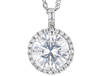 Picture of Pre-Owned Moissanite Platineve Halo Pendant 6.61ctw DEW.