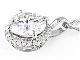 Pre-Owned Moissanite Platineve Halo Pendant 6.61ctw DEW.