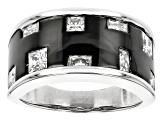 Pre-Owned Moissanite platineve and black rhodium over sterling silver men's ring 1.72ctw DEW