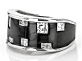 Pre-Owned Moissanite platineve and black rhodium over sterling silver men's ring 1.72ctw DEW