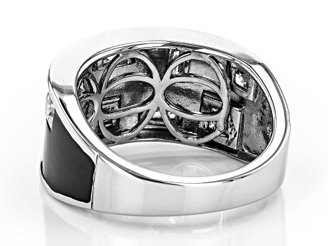Pre-Owned Moissanite platineve and black rhodium over sterling silver men's ring 1.72ctw DEW