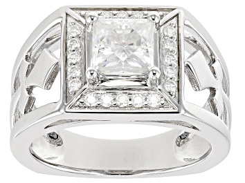 Picture of Pre-Owned Moissanite Platineve Mens Cross Ring 2.10ctw DEW.