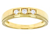 Pre-Owned Moissanite 14k Yellow Gold Over Sterling Silver Mens  Ring .18ctw DEW.