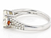 Pre-Owned Moissanite and lab padparadscha sapphire platineve ring 2.24ctw DEW