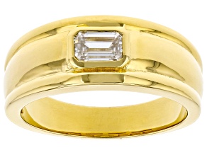 Pre-Owned Moissanite 14k yellow gold over sterling silver mens ring .58ct DEW